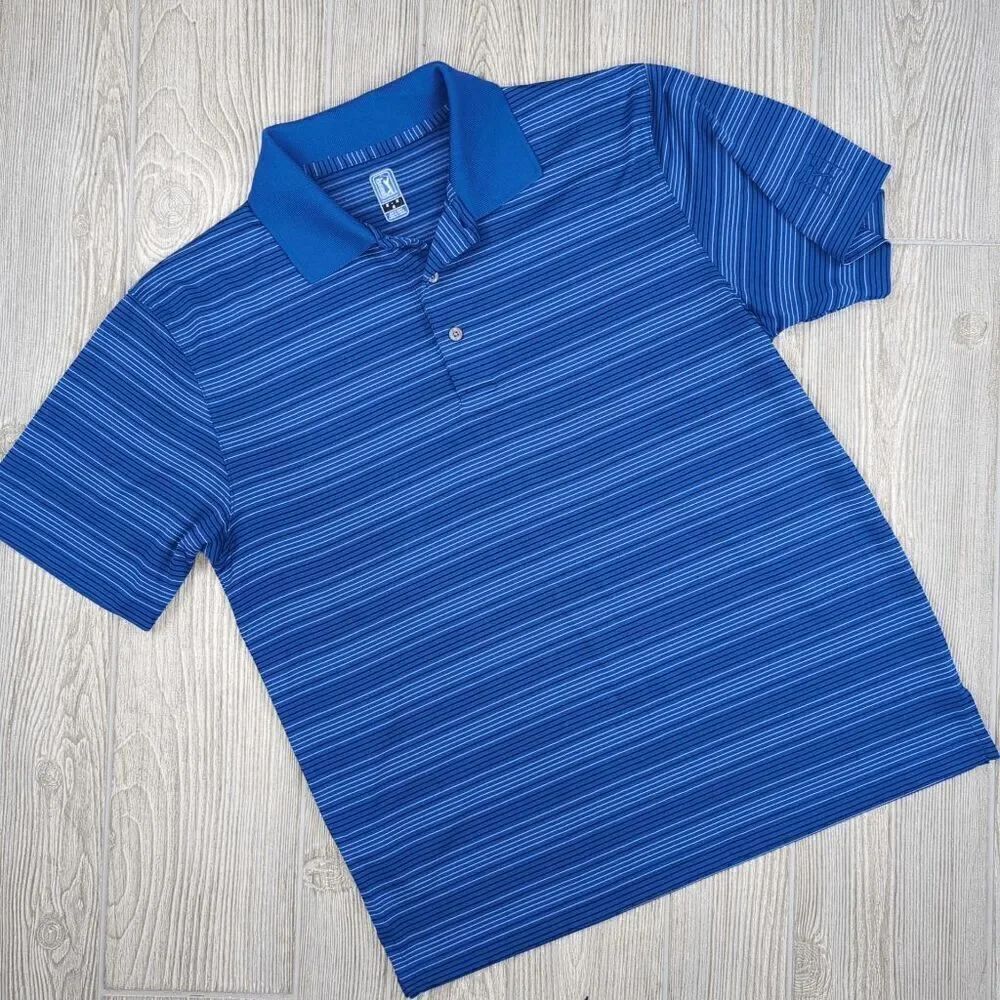 PGA Tour Men’s Medium Blue Golf Polo Short Sleeve Collared Shirt